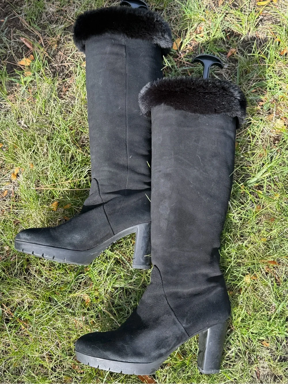 ~Baldanini*Italy Gently Used Tall Black FurLined Suede Waterproof Boots